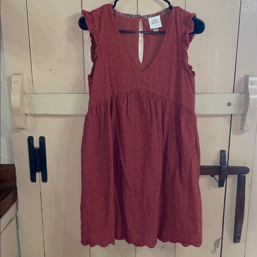 Knox Rose Rust ruffle sleeves babydoll dress, XS - Picture 1 of 4